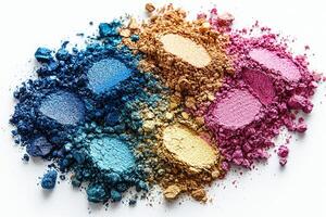 vibrant eyeshadow palette displays beautiful array of bold shades including blue green pink and yellow photo