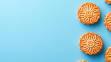 Mooncake Festival displayed on blue background photo