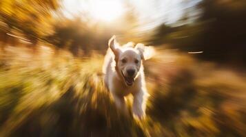 Golden retriever puppy running photo