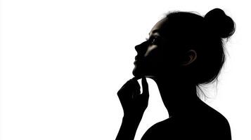 Thoughtful woman in profile photo