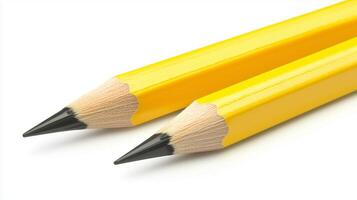 Two sharpened yellow pencils on white background inspiration photo