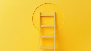 Wooden ladder reaching a bullseye target photo