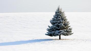 Small Frosty Pine Tree In Winter Snow Harmony photo