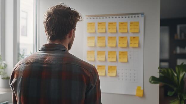 Focused Individual Marking Dates on Calendar photo