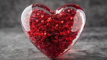 Glass Heart Filled With Many Small Red Hearts photo