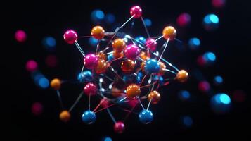 Vibrant atomic model with glowing particles photo