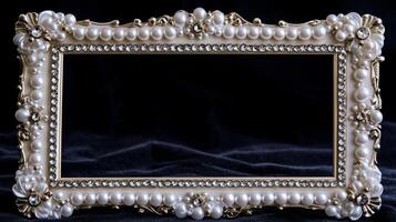 Elegant Pearl and Rhinestone Frame Ideal for Wedding Photos