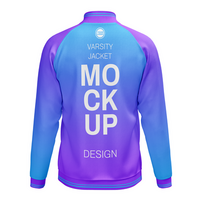 back view varsity raglan sleeve jacket with button mockup psd