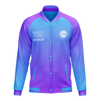 varsity raglan sleeve jacket with button mockup front view psd