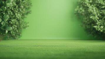 Green Screen Background With Lush Orchard Foliage And Grass Perfect For Nature Concepts And Spring Designs photo