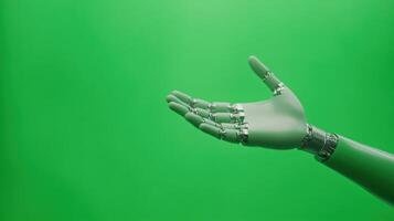 Robotic Surgery Arm on Green Background Displaying Futuristic Medical Technology Innovation Healthcare AI Robotics Integration photo