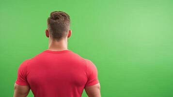 Personal Trainer in Home Gym with Green Screen Background for Fitness Training and Online Coaching photo