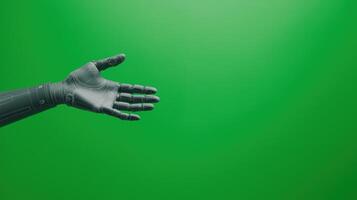 Robotic Prosthetic Hand with Green Screen Background for Innovative Workshop and Technology Illustration photo