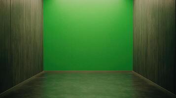 Green Screen Backdrop in Modern High Rise Construction Environment for Creative Media Projects or Virtual Backgrounds photo