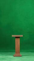 Green Screen Podium for Political Debate with Fact Checking Potential in Studio Setting for Public Speaking or Broadcast Design photo