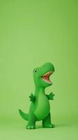 Green Screen Dinosaur in Childrens Music with Animated Character for Creative Projects and Entertainment photo