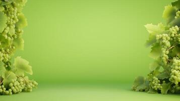 Green Screen Backdrop with Vineyard and Grape Leaves for Wine Tasting Scene in a Lush Greenery Setting photo