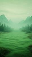 Stunning Vast Green Mountain Valley Landscape in Enchanting Misty Atmosphere Ideal for Nature Photography and Wilderness-Themed Projects photo