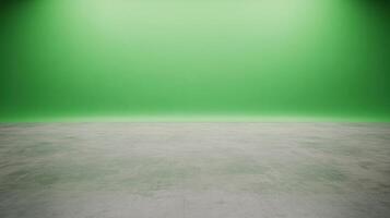 Empty Studio with Green Screen Wall in Warehouse for Film and Photography Projects photo