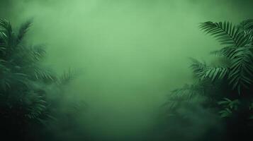 Green Screen in Jungle Setting With Lush Foliage and Misty Atmosphere for Wildlife Photography Background photo