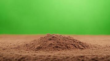 Chocolate Powder on Wooden Surface with Bright Green Background for Creative Food Photography Projects photo