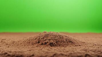 Chocolate Powder on Tempering Platform with Green Screen Background for Culinary Presentations and Food Branding photo