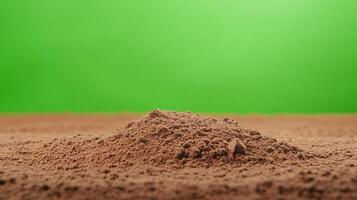 Chocolate Powder Pile with Green Screen Backdrop for Creative Food and Media Projects photo