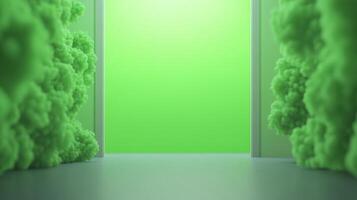 Green Screen Projected in Laboratory Cleanroom Door Creating Futuristic Sci-Fi Atmosphere photo