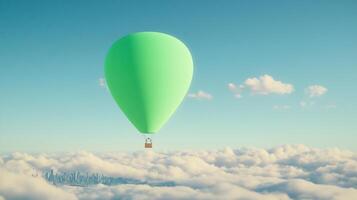 Green Screen Panel in High Altitude Balloon Gondola Above Clouds with Clear Sky and Soft Light for Aerial Viewing, Ideal for Visual Effects and Photography Concept in Modern Creativity photo