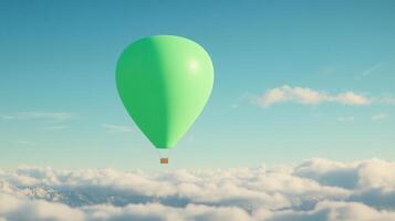 Green Screen Weather Balloon Gondola Against Blue Sky and Clouds for Creative Concepts and Design photo