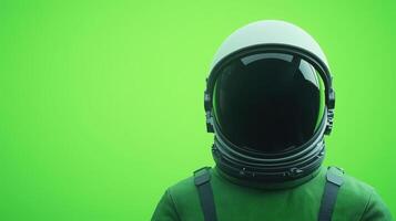 Green Screen Inside Astronaut Helmet Visor Space Exploration Concept Futuristic Design Technology Visual Effects Creativity Innovation Background Sci Fi Universe Adventure photo