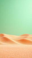 Sandy Desert Dune With Holographic Effect Against Soft Green Sky Minimalistic Nature Landscape photo