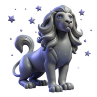 3D Illustration of a Gray Lion with Stars png