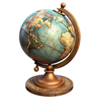 Vintage Globe With Wooden Stand png