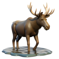 3D Moose Model with Water Reflection png
