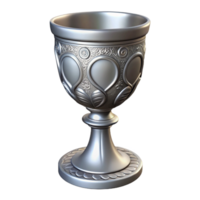 3d Rendered Silver Goblet with Ornate Design png