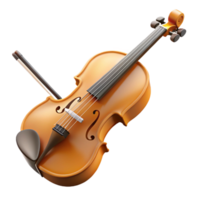 3D Violin Render with Bow on Gradient Background png