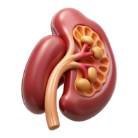 3D Model of Kidney with Internal Structures png