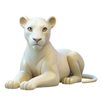 White Lion Cub 3D Render png