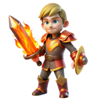 Young Knight with Flaming Sword png