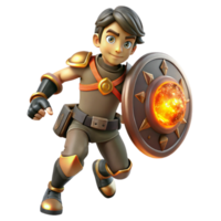 Young Hero with Shield and Energy png