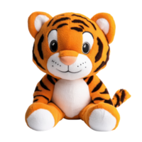 Adorable Tiger Plush Toy on transparent background. png