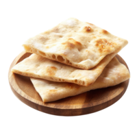 Artisan Bread on Rustic Plate on transparent background. png