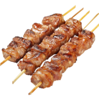 Grilled Pork Skewers on White on transparent background. png