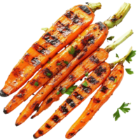 Grilled Carrots White Background on transparent background. png