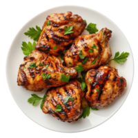 Grilled Chicken Plate White Background on transparent background. png