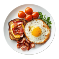 köstlich Frühstück Teller Rahmen auf transparent Hintergrund. png