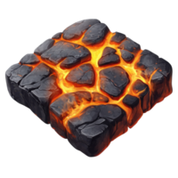 Volcanic Lava Stone Texture on transparent background. png