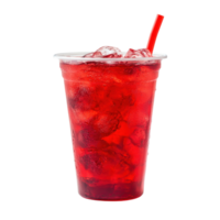 RedDrinkPlasticCupWhiteBackground on transparent background. png