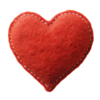 Red Felt Heart White Background on transparent background. png